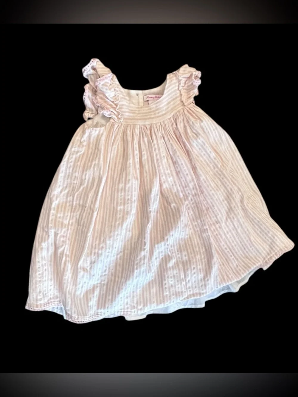 Tommy Bahama Toddler Girl’s  Blush Pink with Gold Shimmer Ruffled Maxi Dress 4T
